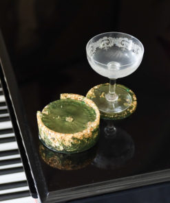 Dessous de verre Lot de 4 vert et or