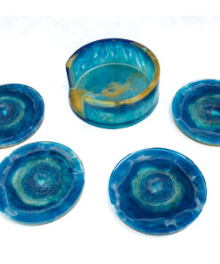 Dessous de verres Résine et Bois Bleu