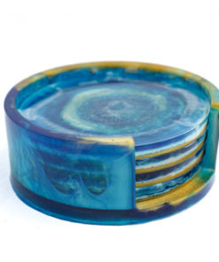 Lot de 4 Dessous de verres Résine et Bois