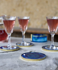 Lot de dessous de verre Bleu et or