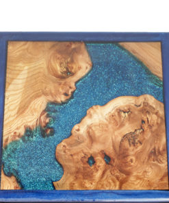 River Table bleu résine epoxy et bois -Orphée