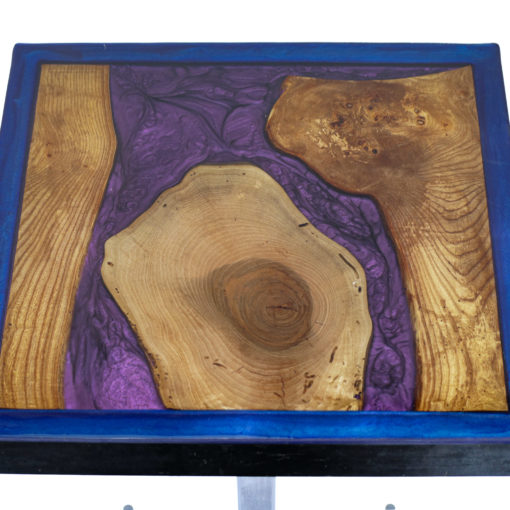 Table en bois et résine epoxy et bois Orphée - Purple